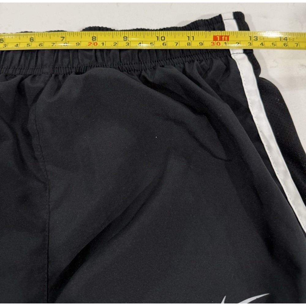 NIKE Womens Size Small Dri-FIT Black white trim Running Shorts Drawstring Swoosh - Picture 6 of 6